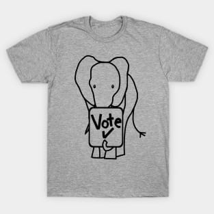 Big Elephant says Vote Outline T-Shirt